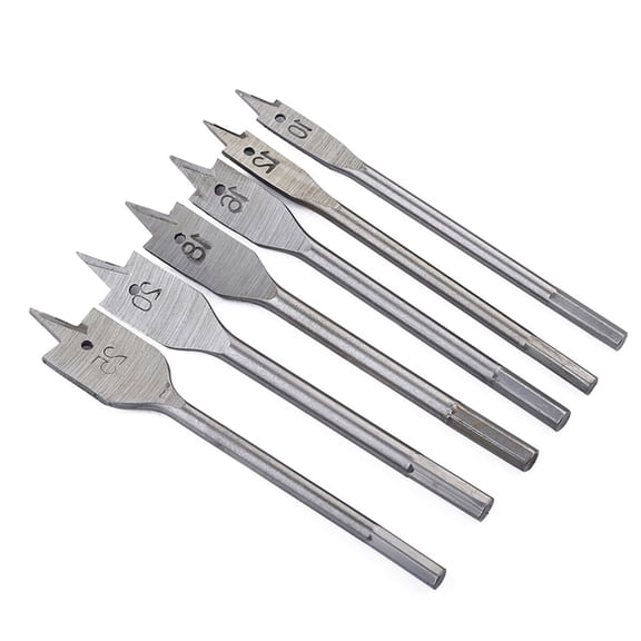 Toyvian 6-Piece Steel Spade Bit Set with Double Cutting Edges for Precise and Smooth Wood Drilling Performance