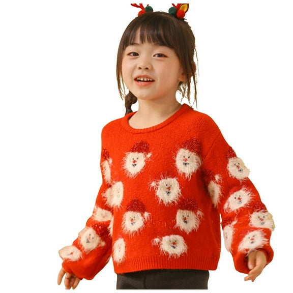 Akiihool Sweaters for Girls Girls Sweater Kids Casual Long Sleeve Knit Pullover Tops (RD1,4-5 Years)