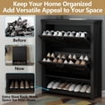 thumbnail image 5 of Farmhouse Shoe Cabinet,Free Standing Tipping Bucket Shoe Rack Organizer with 2 Flip Drawers,Entryway Narrow Shoe Storage with Storage Cubby,Modern Slim Hidden Shoe Cabinet with Doors, 5 of 6
