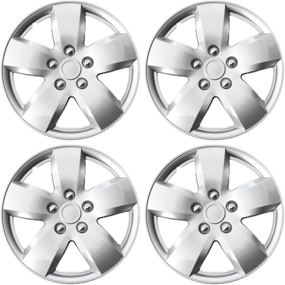 Set of 4 Wheel Covers 15in Hub Caps Silver Rim Cover Car Accessories for 15 inch Wheels Nissan Maxima - Auto Tire Replacement Exterior Cap OxGord 15 inch Hubcaps Best for Snap On Hubcap 