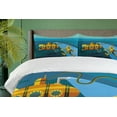 thumbnail image 4 of Ambesonne Yellow Submarine Duvet Cover Sets, Diver Dolphins, 2-Queen, Petrol Blue and Ginger, 4 of 7