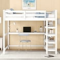 thumbnail image 2 of Euroco Wood Full Loft Bed with Desk and Storage Shelf, White, 2 of 14