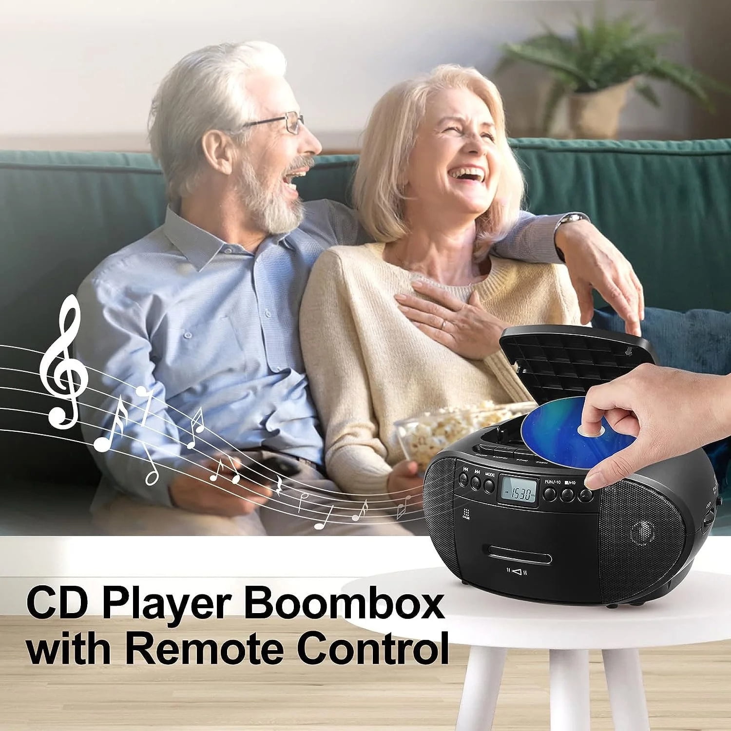 Amazup CD Player, CD Cassette Player Combo with Bluetooth, AM/FM Radio,Stereo Sound with Remote Control,AUX/USB Drive,Tape Recording,AC/DC Powered,Headphone Jack for Home,Senior,Child