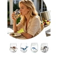 thumbnail image 4 of Fountwell Blue Ringed Octopus Stemless Wine Glass 12oz Hand Blown Ocean Decor Gift, 4 of 5