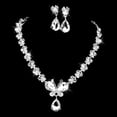 thumbnail image 2 of KAKOWELY Wedding Bridal Style Crystal Rhinestone Necklace Earrings Set (Sliver),16.14"X1.65"X0.2", 2 of 4