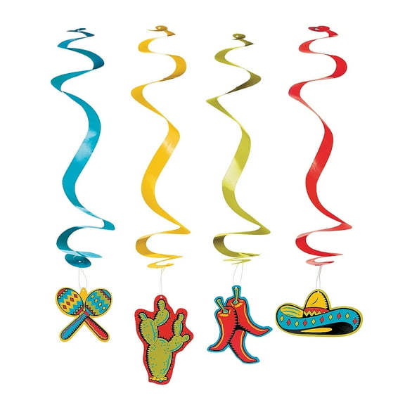 Fiesta Dangling Swirls - Party Decor - 12 Pieces