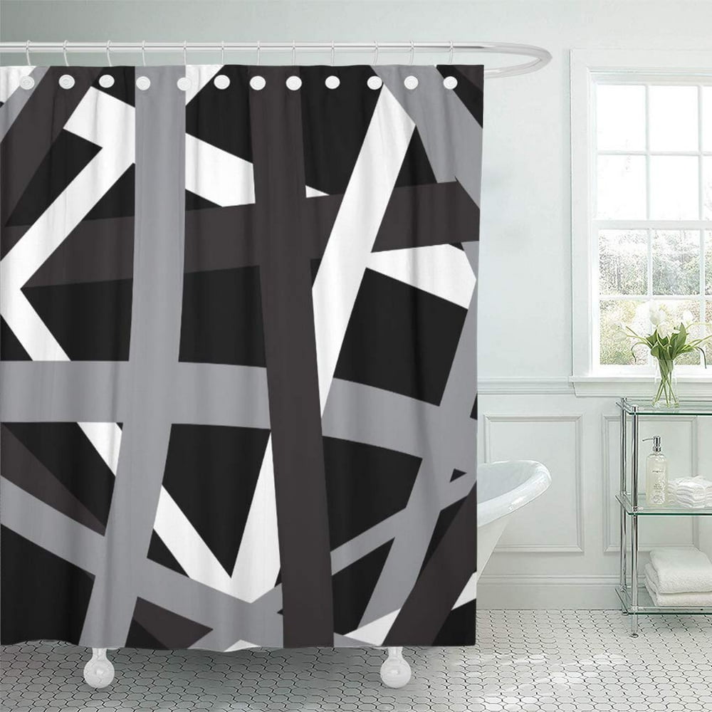 SUTTOM White Gray Black Stripes Grey Shower Curtain 66x72 inch