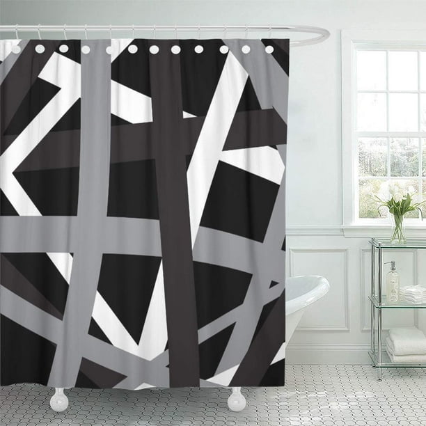 SUTTOM White Gray Black Stripes Grey Shower Curtain 66x72 inch ...