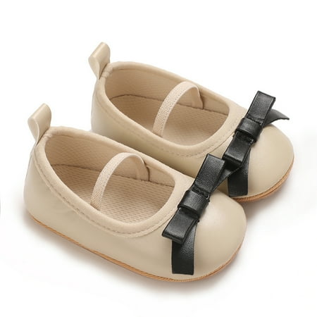 Loliuicca Baby Girls Mary Jane Flats Elegant Bowknot Pageant Shoes Non-Slip