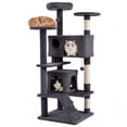 thumbnail image 1 of Gymax 52'' Tall Cat Tree Tower w/2 Condos Plush Padded Perch Sisal Scratching Posts Light Gray, 1 of 10