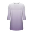 thumbnail image 6 of Delliss Fall Clothes Women's Gradient Print Shirt 3/4 Sleeve Crew Neck Long Top Purple S, 6 of 6