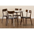 thumbnail image 7 of Baxton Studio Reba Mid-Century Modern Light Grey Upholstered and Walnut Brown Finished Wood 5-Piece Dining Set with Faux, 7 of 7
