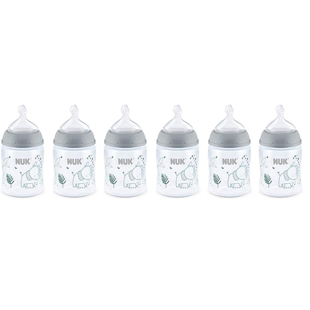 Biberón NUK Smooth Flow anticólico de 150 ml con diseño de elefante (paquete de 6)