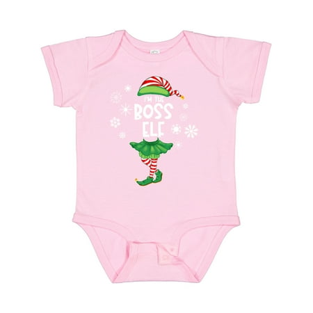

Inktastic Funny Christmas I m the Boss Elf with Shoes and Hat Gift Baby Boy or Baby Girl Bodysuit