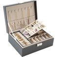 thumbnail image 4 of Caja de joyería de Cuero con Cerradura, Organizador de joyas para Mujer 2 Capas Organizador Estuche Joyero de Viaje caja de almacenamiento de joyas para Pendientes Anillos Collares Shuxiu Wang 9024719187099, 4 of 5