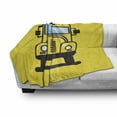thumbnail image 3 of School Bus Soft Flannel Fleece Throw Blanket, Funky Illustration of 4 Wheel Transport, Cozy Plush for Indoor and Outdoor Use, 70" x 90", Yellow, by Ambesonne, 3 of 6