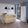 thumbnail image 2 of FM FURNITURE Miami 2-Piece Modern Engineered Wood Kitchen Set in White/Oak, 2 of 7