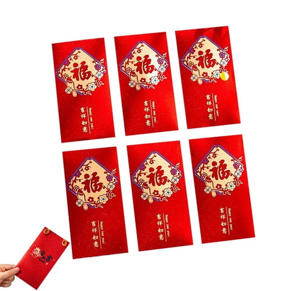 6pcs Matte Gilded Red Envelope Chinese New Year Lucky Money Red Envelopes 2026