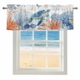 thumbnail image 4 of Kitchen Valances for Window, Summer Sea Turtle Coral Light Filtering Rod Pocket Valance Curtain, Ocean Starfish Marine Creature Short Curtains Window Topper for Bedroom Bathroom Living Room 42x18in, 4 of 9