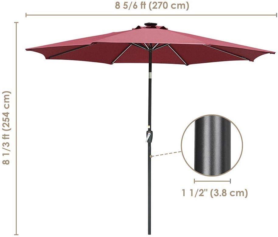 9ft Prelit Umbrella 3-Tiered Patio Umbrella with Lights, Red