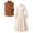 Beige-H2wGB, variant on RFQWOVSR Girls Plaid Vest and Long Sleeve Midi Dress Two Piece Preppy Outfit Set for Parties