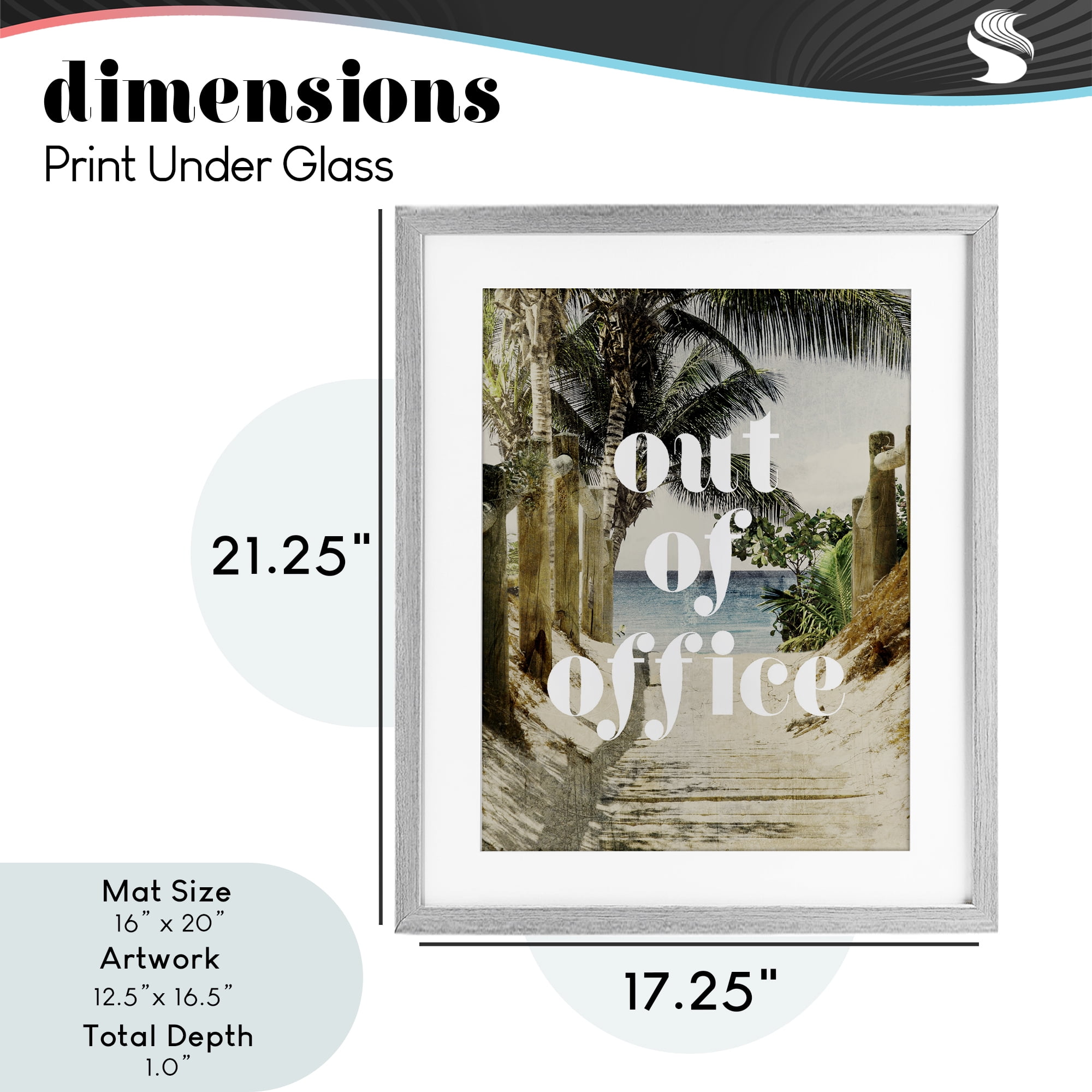 Out of Office Beach Path Gray Framed Print Under Glass, design by Lil' Rue