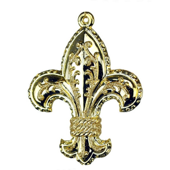 6 Pack of Shiny Gold Fleur Ornaments with Glitter Enhancements