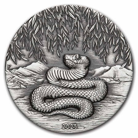 2025 Australia 2 oz Silver Year of the Snake Antiqued