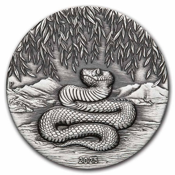 2025 Australia 2 oz Silver Year of the Snake Antiqued