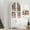 Retro White Arched Pantry Cabinet+ MDF, variant on K&K 71" Tall Arched Kitchen Pantry Cabinet with Door Shelves, Farmhouse Kitchen Storage Cabinet with Open & Adjustable Shelves, Hidden Drawer & Glass Door, Cupboard for Kitchen, Dining Room, White