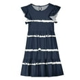 thumbnail image 5 of Avrntaa Cute Ruffle Sleeve Girls Summer Dress Casual Crewneck Swing A-Line Midi Dress for Age 5 to 14, 5 of 8