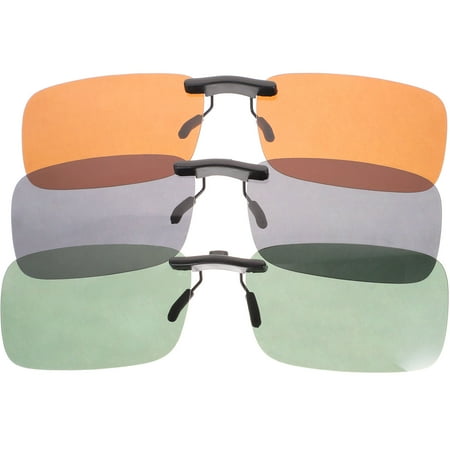 

NUOLUX 3PC Myopia Sunglasses Polarized Clip Driver Glasses Clip Polarized Glasses Sunglasses Clip (Gray Film Dark Green Film and Coffee Film)