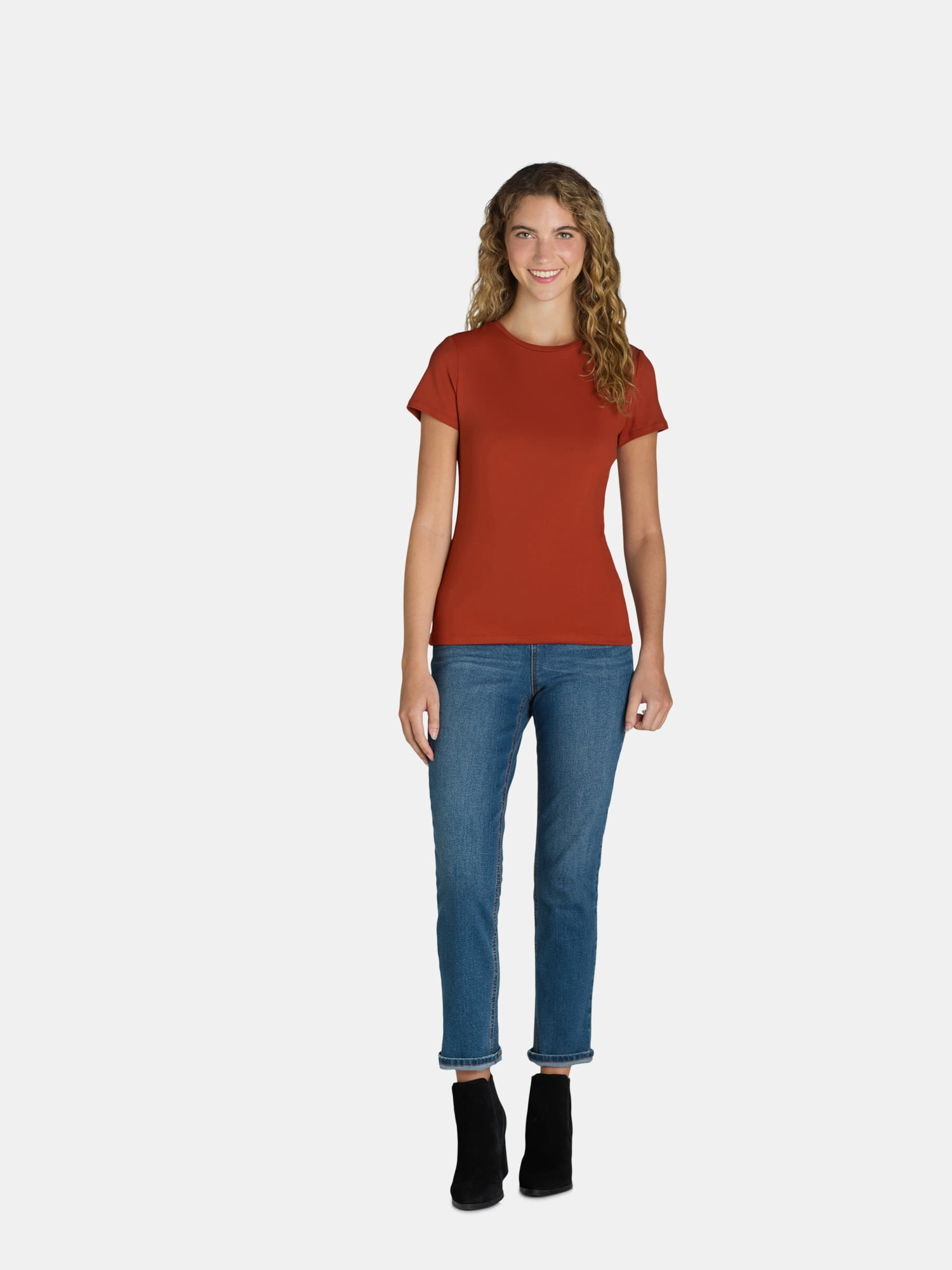 Time and Tru Women's Smoothing Tee with Short Sleeves, 2-Pack, Sizes XS-XXXL