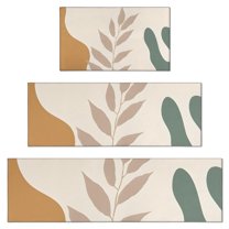 Brown Boho Plant Pattern Kitchen Rugs Sets Of 3,Kitchen Runner Rugs Non Skid Washable,Decorative Kitchen Floor Mats for Kitchen,Sink,Laundry,17"x30"  17"x47"   17"x59"