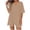 Khaki, variant on Women's 2 Piece Outfit V Neck Short Sleeve Side Split T-Shirt & Elastic Waist Shorts Loungewear Matching Set