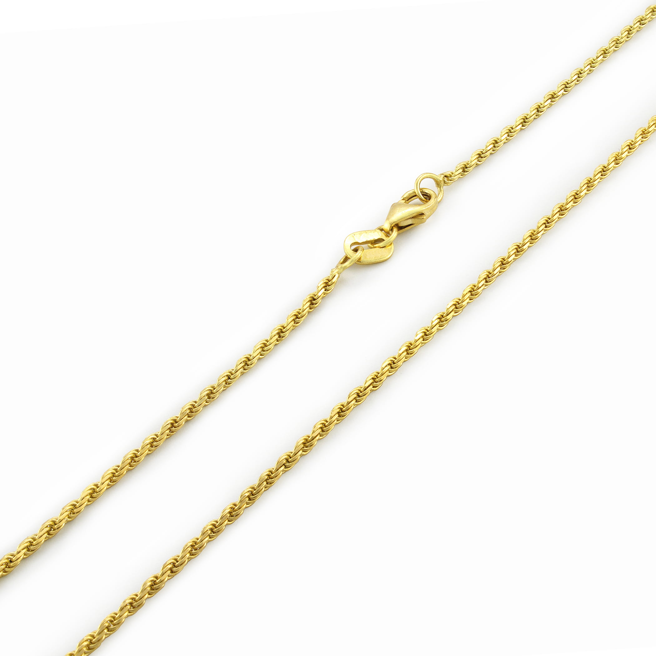 NuraGold - 14k Yellow Gold 1.8mm Solid Rope Chain Pendant Necklace