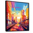 thumbnail image 2 of Designart "Pop Art of Beijing City" Cityscapes Floater Framed Canvas Print, 2 of 7