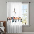 thumbnail image 4 of Birds Sheer Curtains 84 Inches Long, Watercolor Bird Vintage Light Filering Curtains, Breathable Simi Curtain Privacy Drapes for Living Room Bedroom Lightweight Window Treatment, 4 of 9