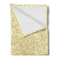 thumbnail image 2 of Floral Soft Flannel Fleece Throw Blanket, Continuous Pattern of Laurel Leaves Branches Design Botanical, Cozy Plush for Indoor and Outdoor Use, 60" x 80", Pale Earth Yellow White, by Ambesonne, 2 of 5