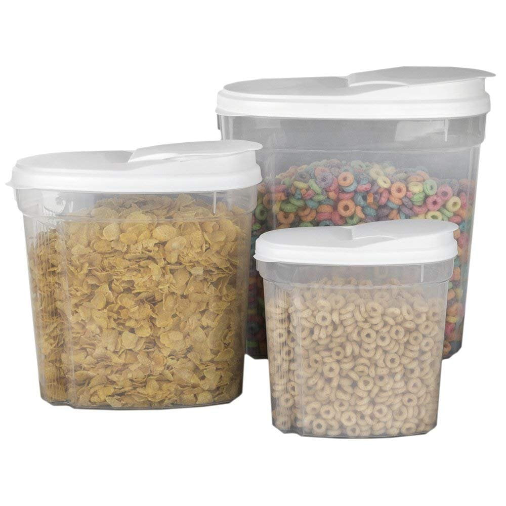 Vremi Plastic Cereal Containers Storage Set with Lids - 2 Pack BPA Free 3L  and 5 Liter Dry Food Container Set with Pour Spout and Airtight Silicone  Seal Holds 12 or 21