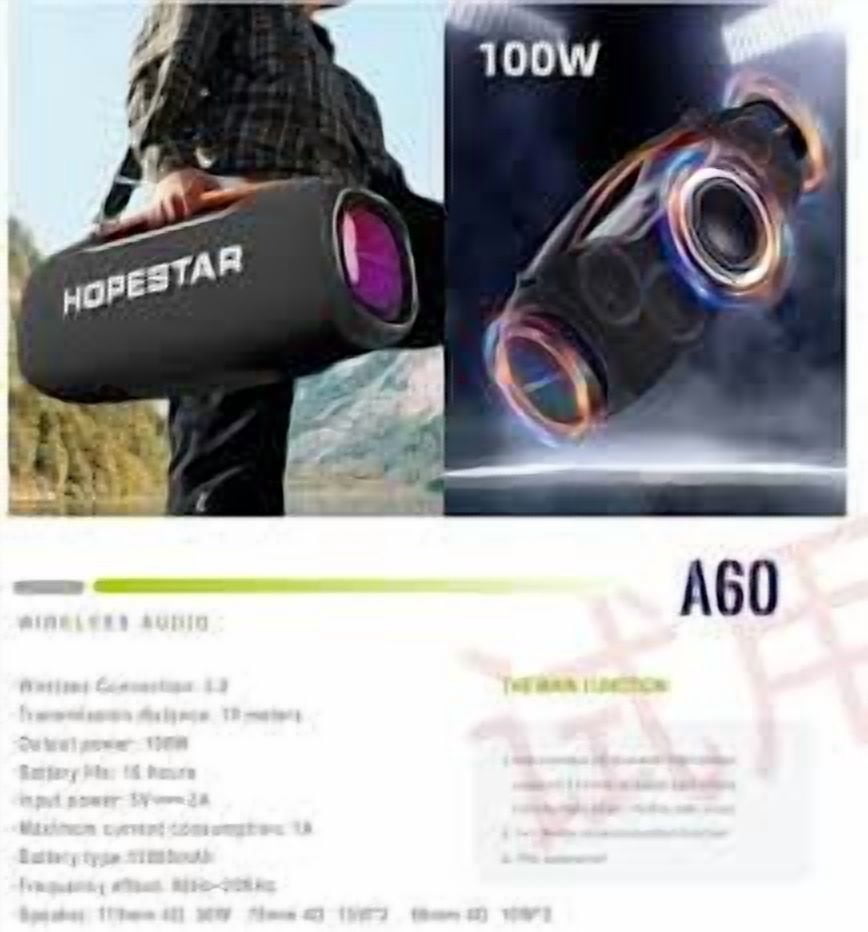 Hopestar 100W Wireless Bluetooth Speaker with Microphone & Carry Handle, Portable, Powerful Sound