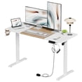 thumbnail image 1 of GUNAITO Height Adjustable Electric Standing Desk, 55 x 28 Inches Sit Stand up Desk, Memory Computer Home Office Desk,White&Brown, 1 of 7