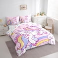 thumbnail image 3 of Homewish Kids Children Kawaii Unicorn Bedding Comforter Set 7pcs,Cartoon Animal Queen Bedding Sets Super Cozy,Cute Rainbow Queen Sheet Sets,Super Cozy Room Decor,Reversible, 3 of 8