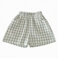 thumbnail image 2 of TOWED22 Girls Boys Plaid Shorts Kids Gingham Elastic Waist Wide Leg Short Pants with Pockets(Green,3-4 Y), 2 of 5