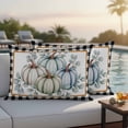 thumbnail image 4 of Fall Pumpkins Outdoor Waterproof Pillow Covers, Teal Blue Grey Thanksgiving Black Plaid Polka Dot Decorative Rectangle Throw Pillowcase Sofa Cushion Sham for Patio/Couch/Chair, 20"x12" 2 Pack, 4 of 8