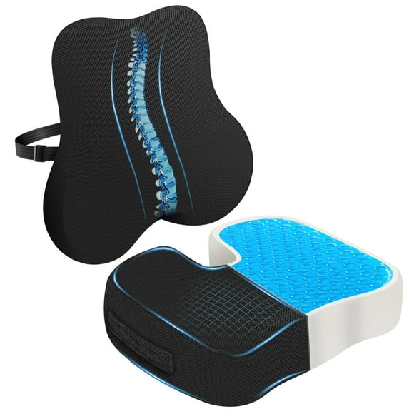 Juego de cojines de asiento y almohadas lumbares de espuma viscoelástica Watshyon Black