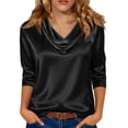 thumbnail image 2 of Bmisegm 3/4 Sleeve Tops For Women V Neck T Shirt Casual Blouse Daily Wear Tops Womens Tops Black_002 S, 2 of 7