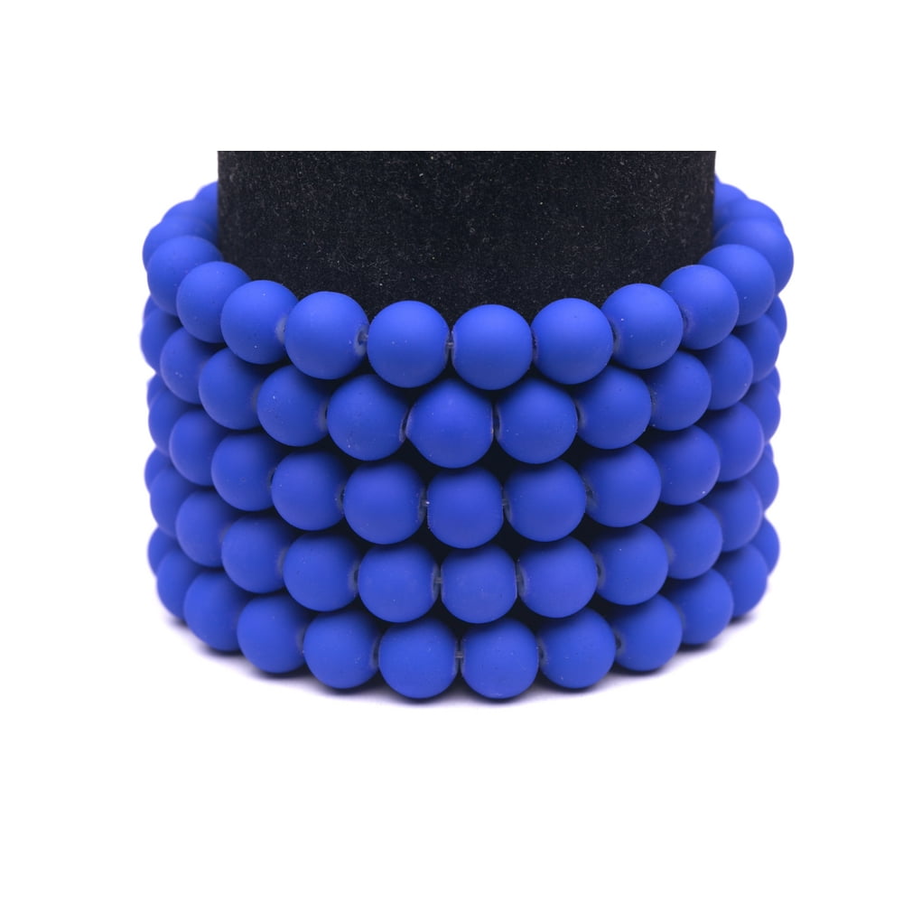 Frosted Glass Beads Blue RubberTone Beads 6mm Round Sold Per Pkg of