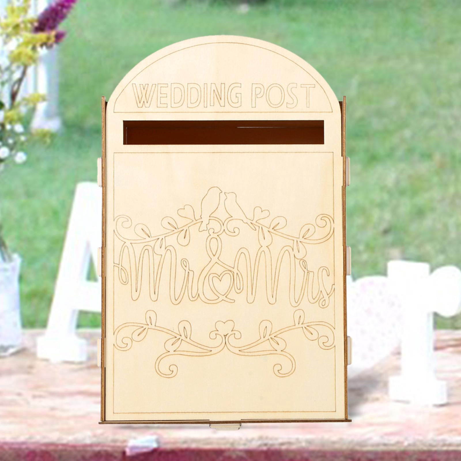 Tachiuwa Wedding Card Box Letterbox Decorative DIY Wood Wedding Decor Unpainted Wedding Post Box Envelope Gift Post Card Box for Party A