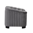 thumbnail image 3 of Accent Chair, Modern Velvet Single Sofa Chair with Button Tufted Backrest and Armrest, Upholstered Living Room Chair with Thick Removable Seat Cushion and Solid Wood Legs, Gray, 3 of 7